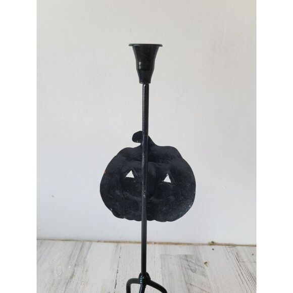 Vintage metal candle stick holder jack-o'-lantern pumpkin Halloween - Picture 5 of 7
